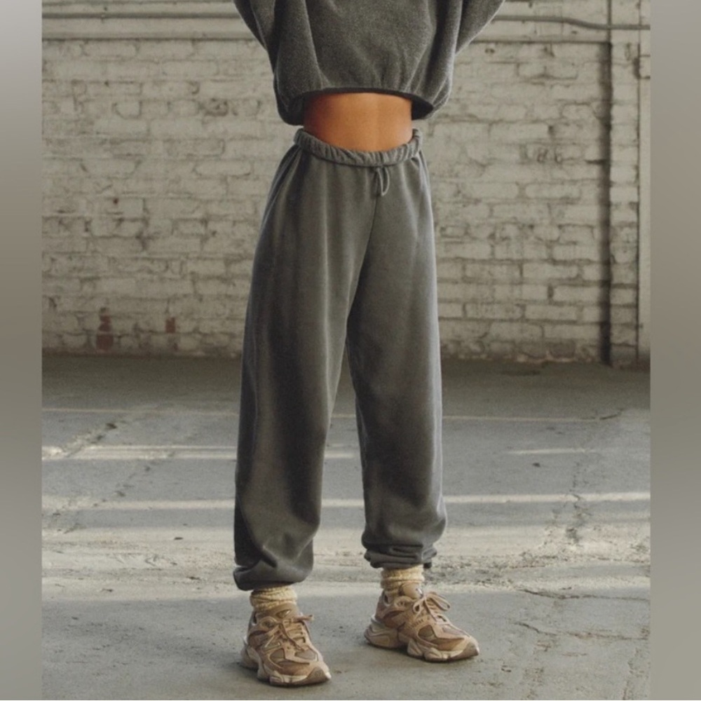 Joah Brown Dark Gray French Terry Oversized Jogger Sweatpants XS/S